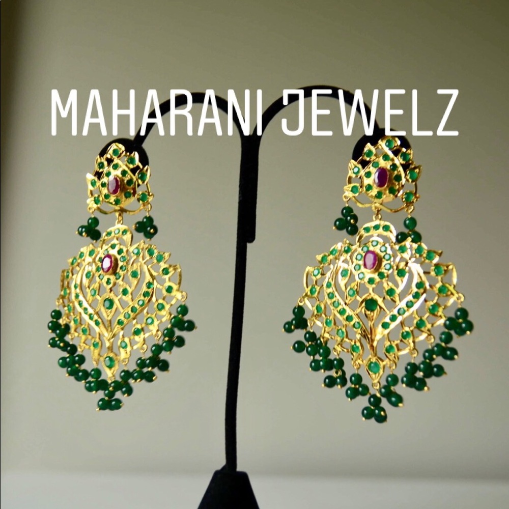 Nazya Gold plated large Indian Earrings